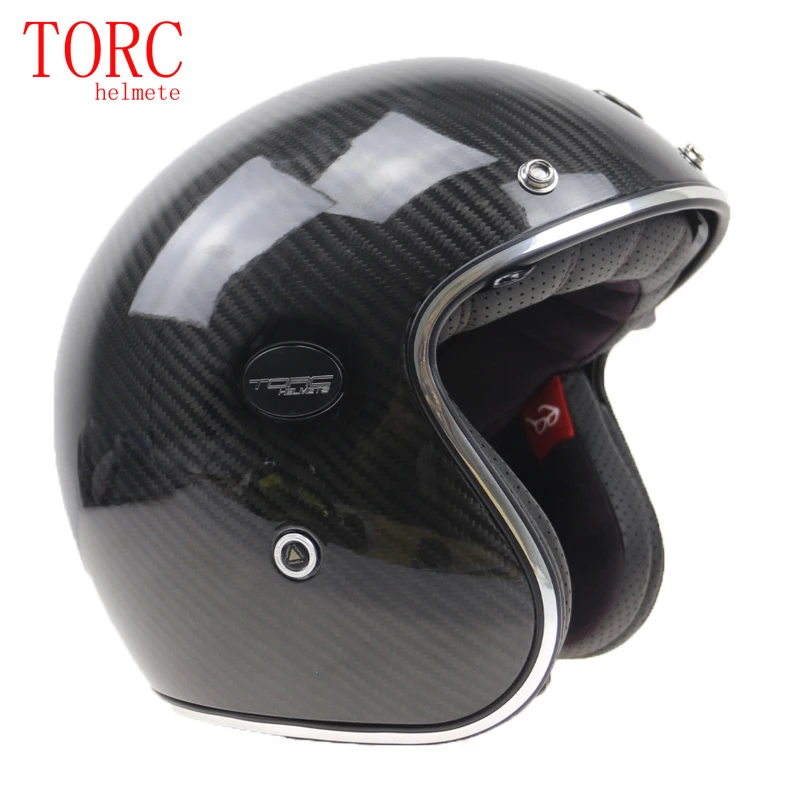 TORC de Fibra de Carbono casco de la Motocicleta Profesional de peso Ligero Casco de Cara Abierta con interior de las gafas de sol y Clásico de 3/4 casco 0