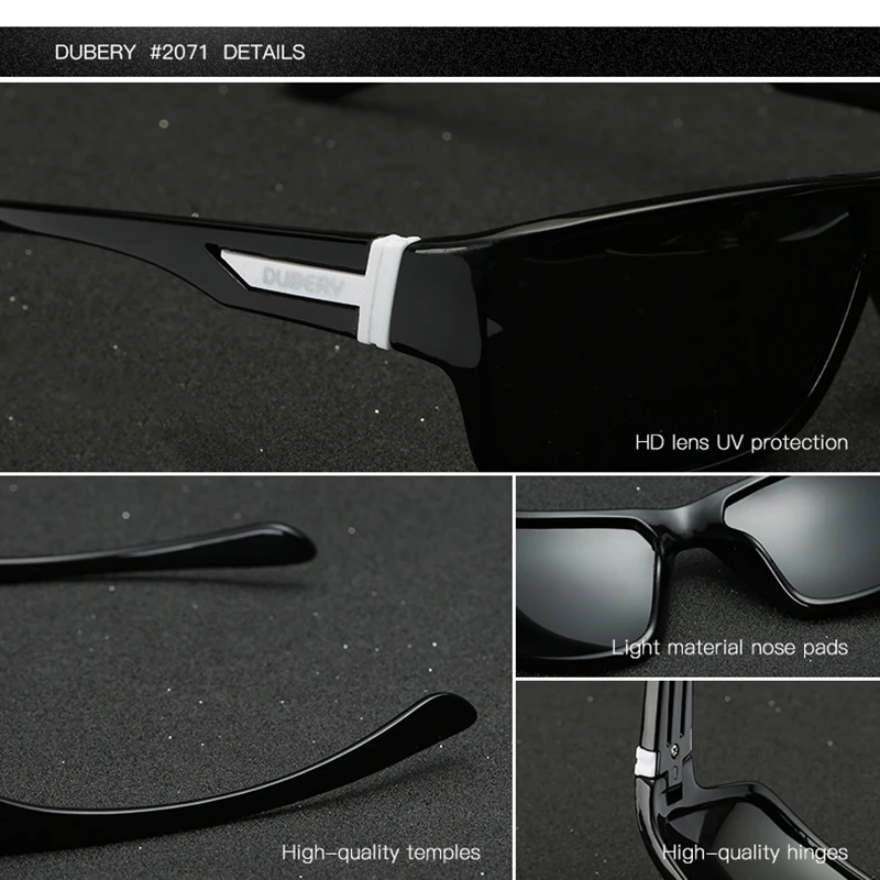 Dubery Clásico de diseño de Moda de Seguridad Gafas de sol Polarizadas Gafas de Protección Gafas de sol de Viajar Gafas de Sol con el Caso 0
