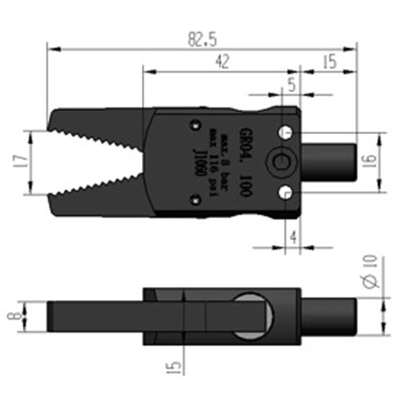 Neumático Mini Accesorio J1060 Manipulador de Accesorios de fijación Mecánica tromba de Agua Clip MINI- 0