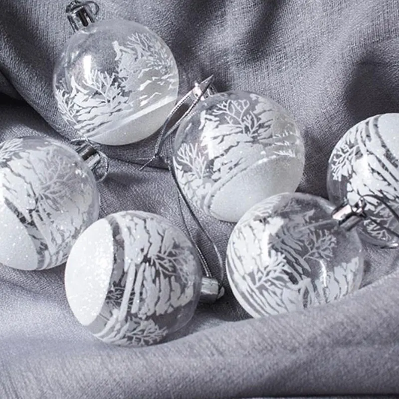 6pcs Bola de Plástico Adornos del Árbol de Navidad Colgante Colgantes Artesanales de Año Nuevo Navidad Fiesta en Casa Decoración de la Oficina 0