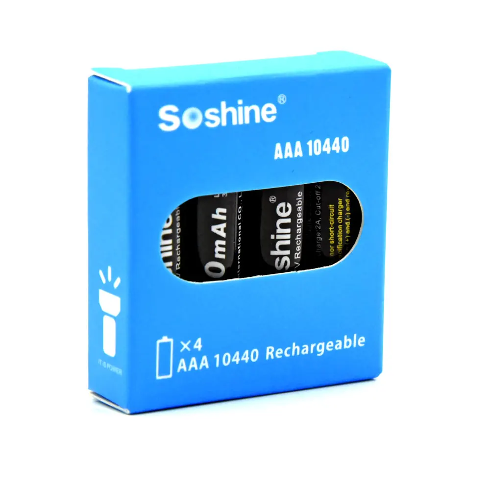 4pcs Soshine 10440 350mAh 3,7 V recargable de Ion de Litio de la batería con la ficha de puntos de soldadura de la batería 0