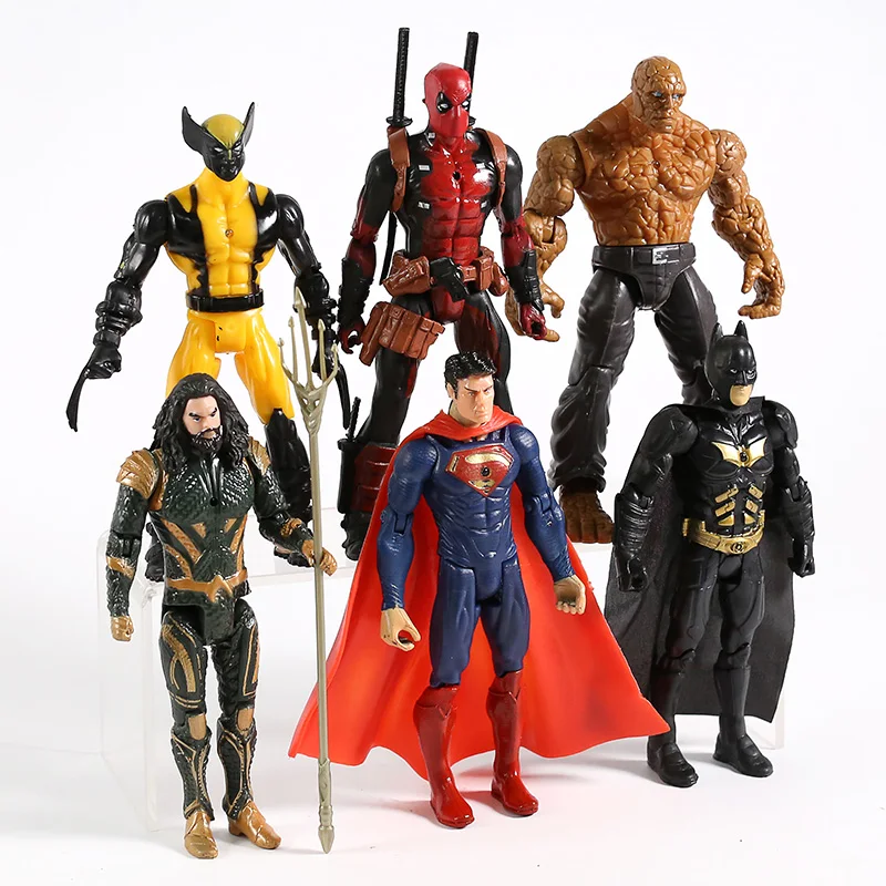 Super Héroes de Clark Kent de Wolverine, Deadpool Aquaman Cosa de la Figura de Acción Modelo de Juguete de Regalo la Muñeca 6pcs/set 0