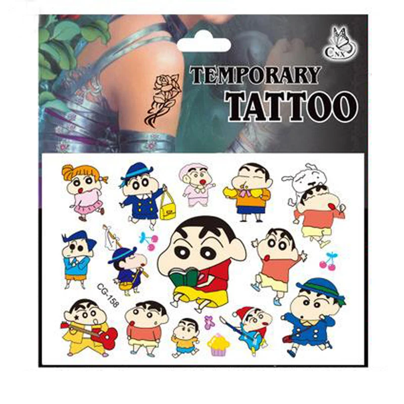 5 Hojas/conjunto de dibujos animados de Crayon Shin Chan Temporal del Tatuaje Pegatinas para los niños los Niños Impermeable del Arte de Cuerpo Falsos Tatuajes Juguetes de la etiqueta Engomada 0