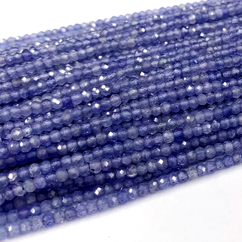 De alta Calidad Genuina Natural Púrpura Azul Tanzanita Cortado a Mano Facetas Rondelle bolas 06379 0