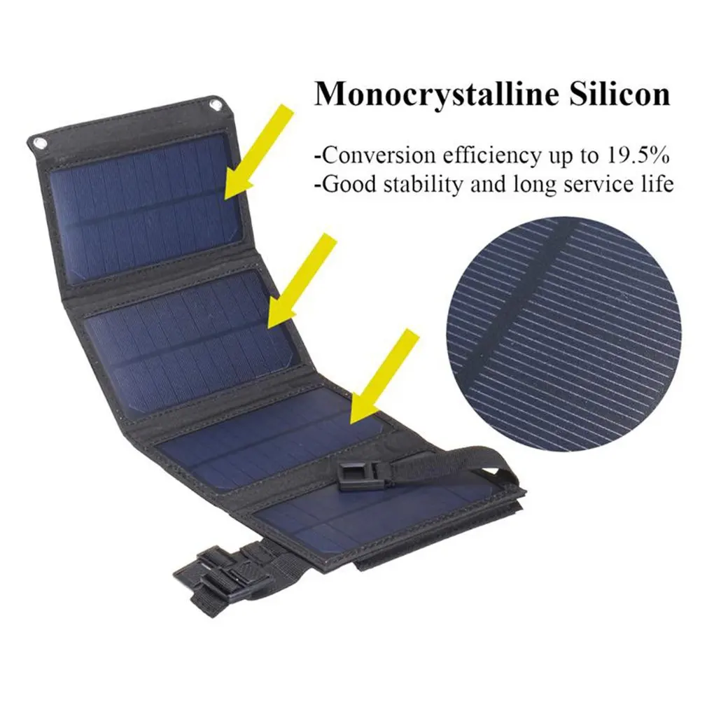 Al aire libre Portátil Plegable Impermeable Plegable Panel Solar Cargador de Móvil del Banco del Poder 10000mAh para el teléfono Móvil de la Batería de Doble Puerto USB 0