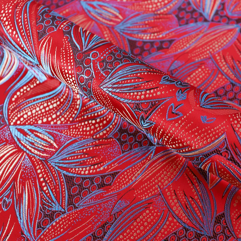 Brocado raso de tela de la tela para el vestido kimono cheongsam de tela para coser 0