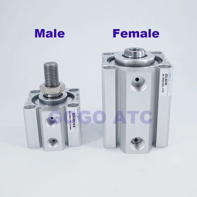 Hembra/macho diámetro 80 mm tamaño de trazo 5/10/20/25/30/40/50/60/75/100mm neumática de aire del actuador SDA 80 compacto cilindro de doble efecto 0