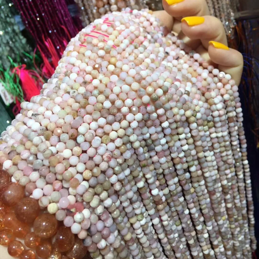 Pequeñas Perlas Naturales de Cuentas de Piedra Polvo de ópalo de 3.8 mm de Sección Suelta Perlas para la Joyería del Collar de la Pulsera DIY 0