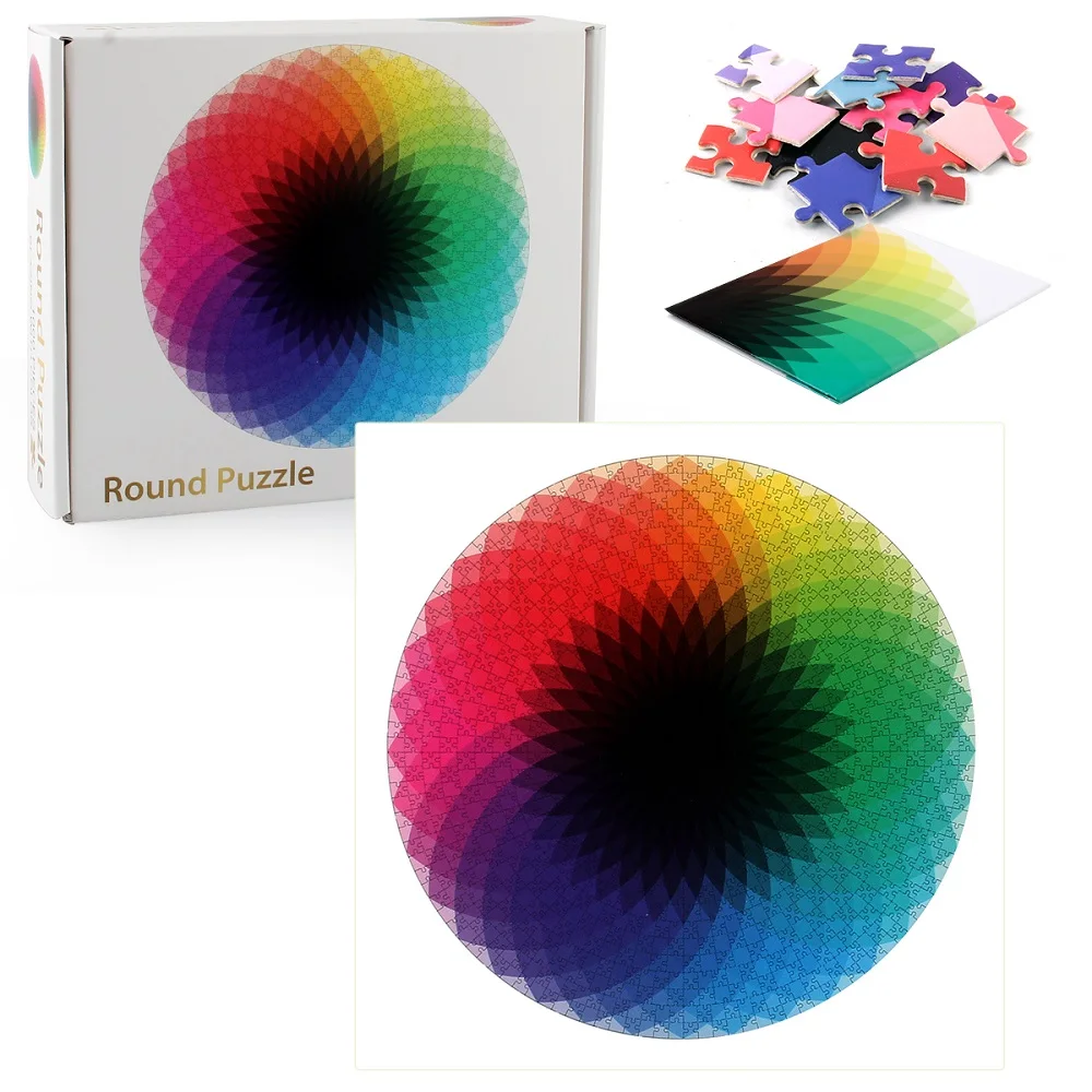 1000 Pieza de Rompecabezas, Ronda de Gradiente de Color arco iris de Rompecabezas para los Niños Adultos 0
