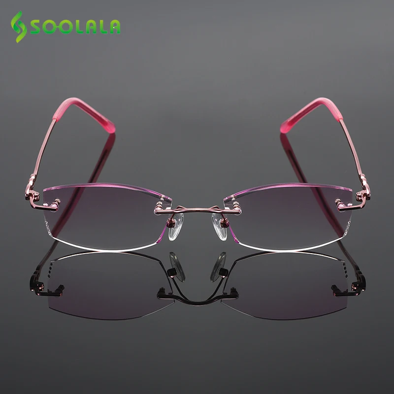 SOOLALA de Titanio Montura Gafas de Lectura de Corte de Diamante Lentes Claros Anti-fatiga de los Anteojos +1.0 +1.5 +2.0 +2.5 +3.0 +3.5 0