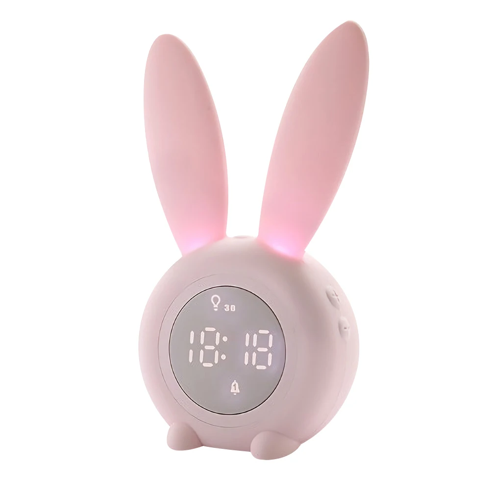 Lindo Conejito de Oído Digital LED Reloj de Alarma Electrónicos de Sonido USB de Control de Conejo de Noche, Lámpara, Reloj de Escritorio de la Decoración del Hogar 0