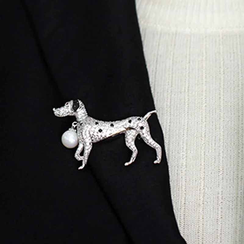 Zlxgirl marca de lujo de rodio de plata de color cúbicos circón perro de animal broches de joyería de los hombres regalos de parte de Chorro de Esmalte hiyab accesorio 0