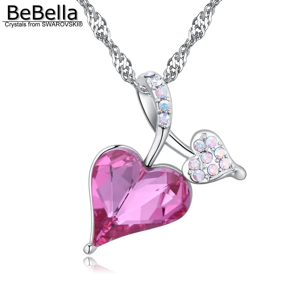 BeBella doble corazón de cristal colgante, collar con Cristales de Swarovski fina cadena de las mujeres de la moda de las niñas de joyería de regalo 0