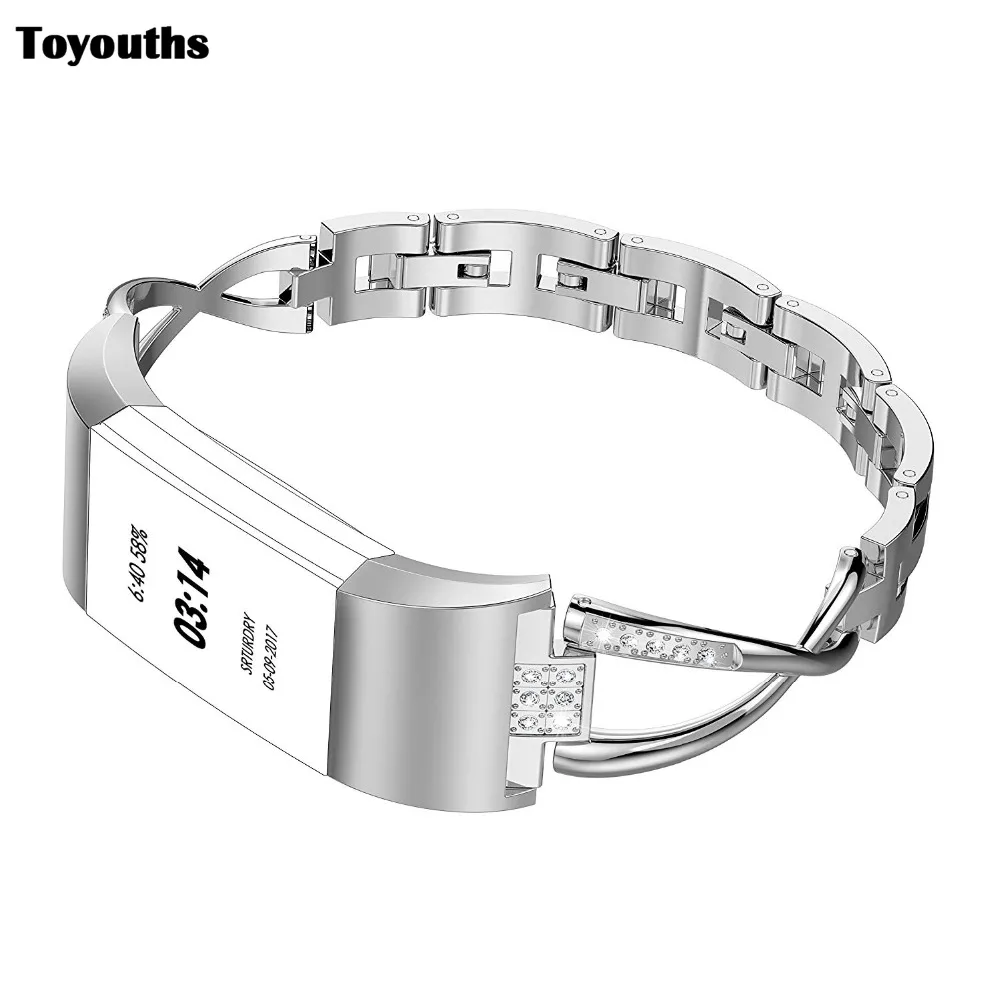 Toyouths Reemplazo para la Fitbit Charge 2 Bandas para las Mujeres Brazalete de Metal/de la Pulsera/Assesories/Correas/correa sin necesidad de herramientas 0