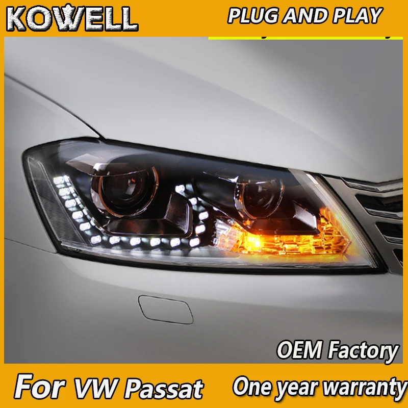 KOWELL Coche Estilo para VW Passat B7 EUR Verson De 2012 2013-Faros Passat B8 LED DRL Faros H7 D2H Hid Bi Xenón Haz 0