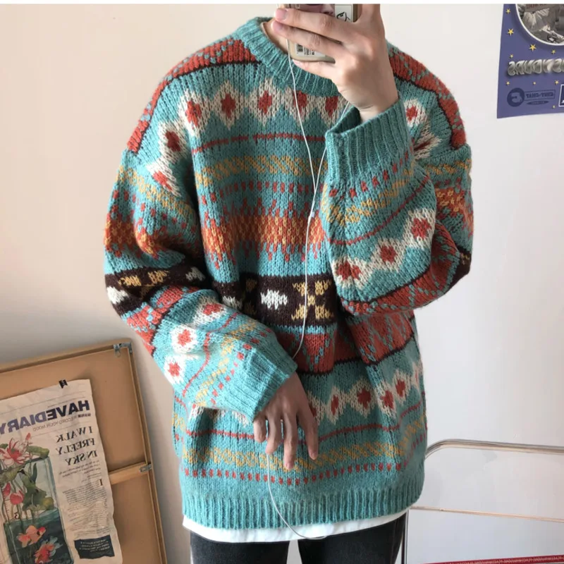 Nuevo Suéter de los Hombres Ropa de Invierno más Gruesa coreano Caliente Ropa para Hombre de los Suéteres y Pullovers Harajuku Impreso hombres, ropa de moda 0