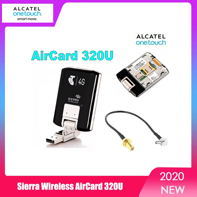 Desbloqueado Sierra AirCard 320U USB 4G LTE FDD Módem Inalámbrico Plus Adaptador de Antena Externa, Cable de 0