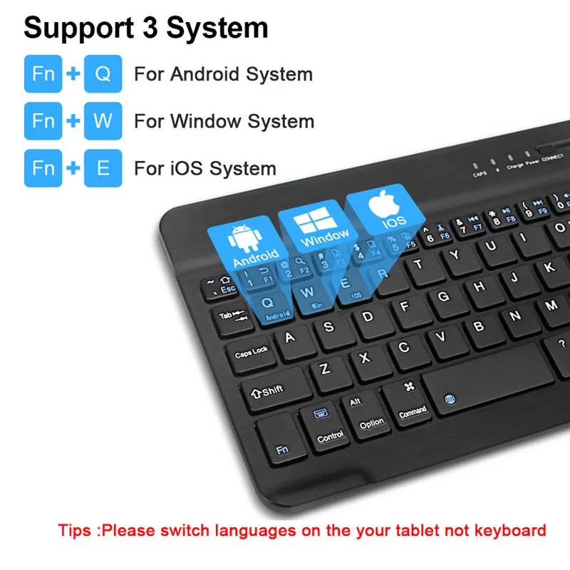 Mini Teclado Bluetooth para el ipad del Teléfono de la Tableta del ordenador Portátil Teclado Inalámbrico para Windows, Android, IOS Suave Recargable Teclado 0