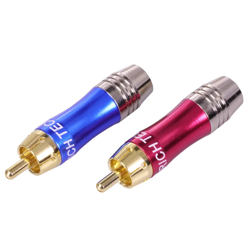 10pcs/lot RCA Conector Chapado en Oro RCA conector Macho de Soldadura Conector del Cable de Altavoz de Alta Calidad Lotus Plug Jack 5Pairs Rojo+Azul 0