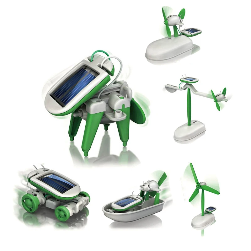 Juguetes clásicos de BRICOLAJE montessori creativos y de alta tecnología para la producción de pequeños experimento de ciencia conjunto de seis-en-uno de juguete solar montado juguete 0