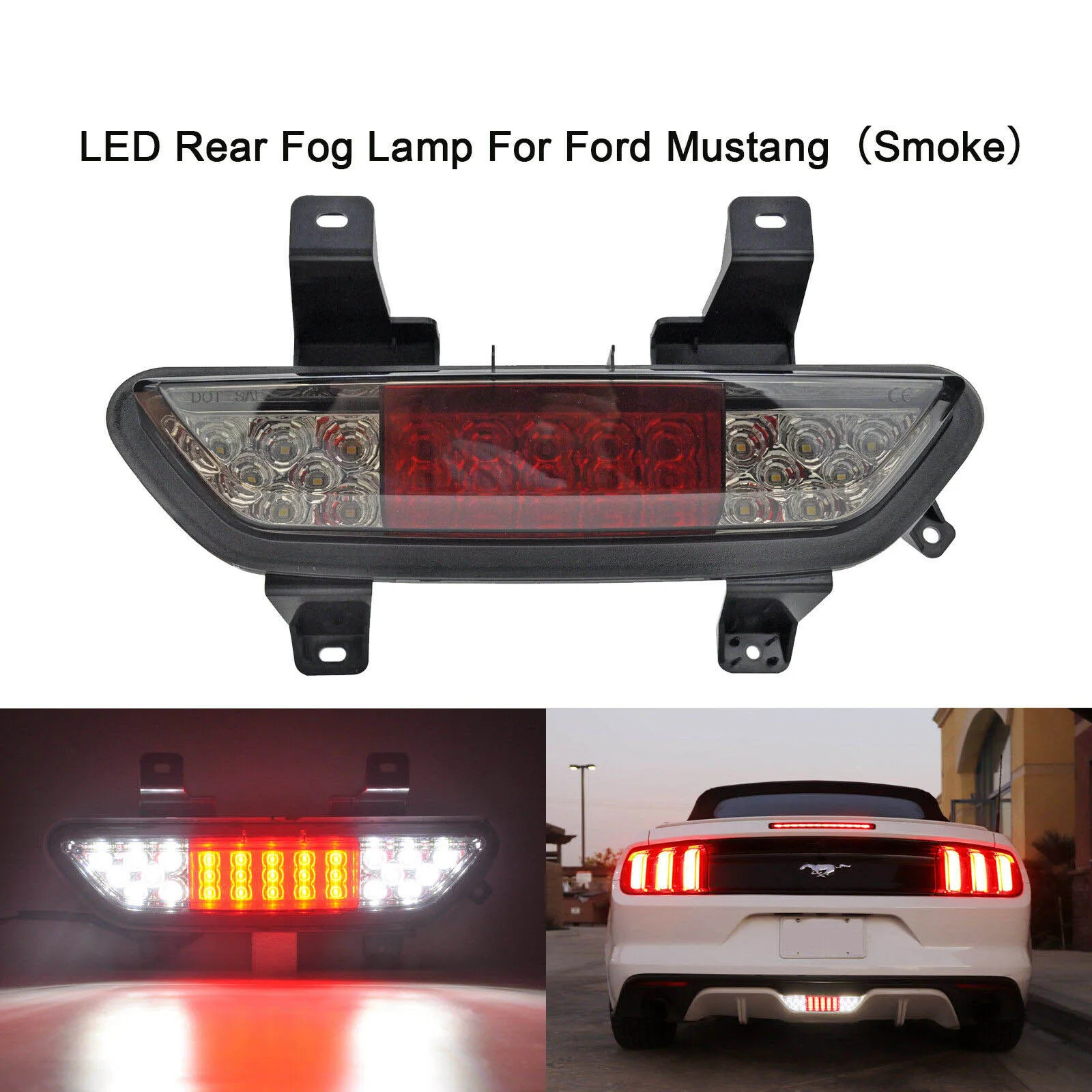 Ahumado de la Lente LED Antiniebla Trasera Luz de Freno luz de marcha atrás Para-up Ford Mustang 0