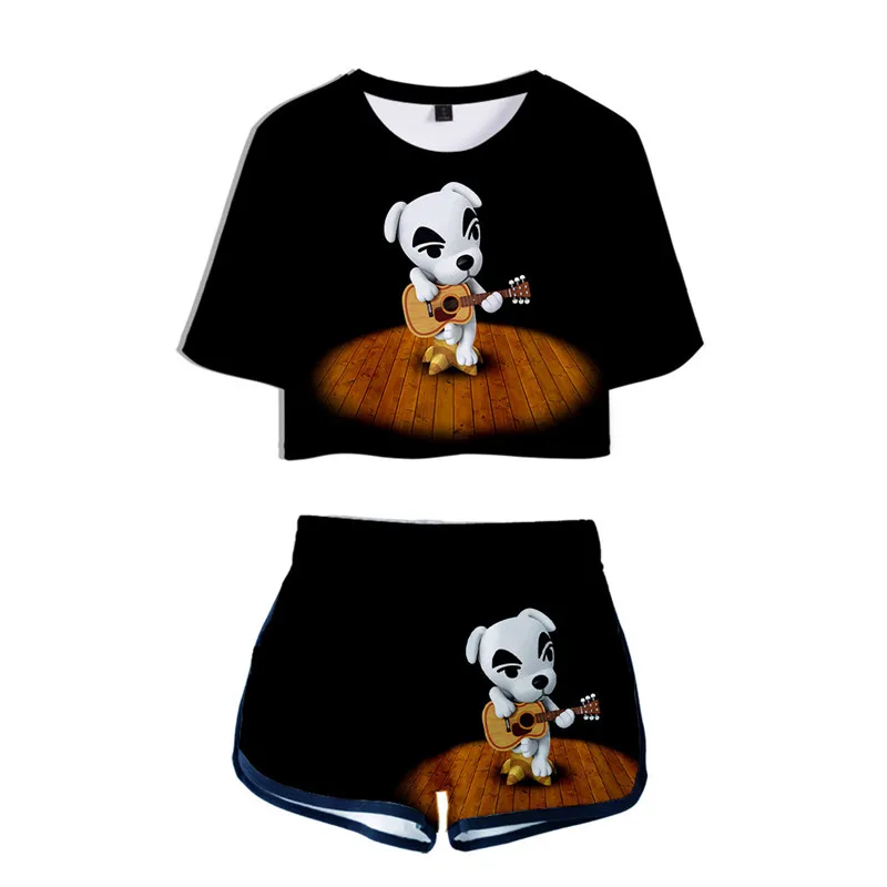 Caliente Juego de Cruce de Anime Animal Trajes Cosplay T-shirt, pantalones cortos Camisetas de Verano de las Niñas de las Mujeres de Manga Corta pantalones Cortos de Deporte de Ejecución Establecido 0