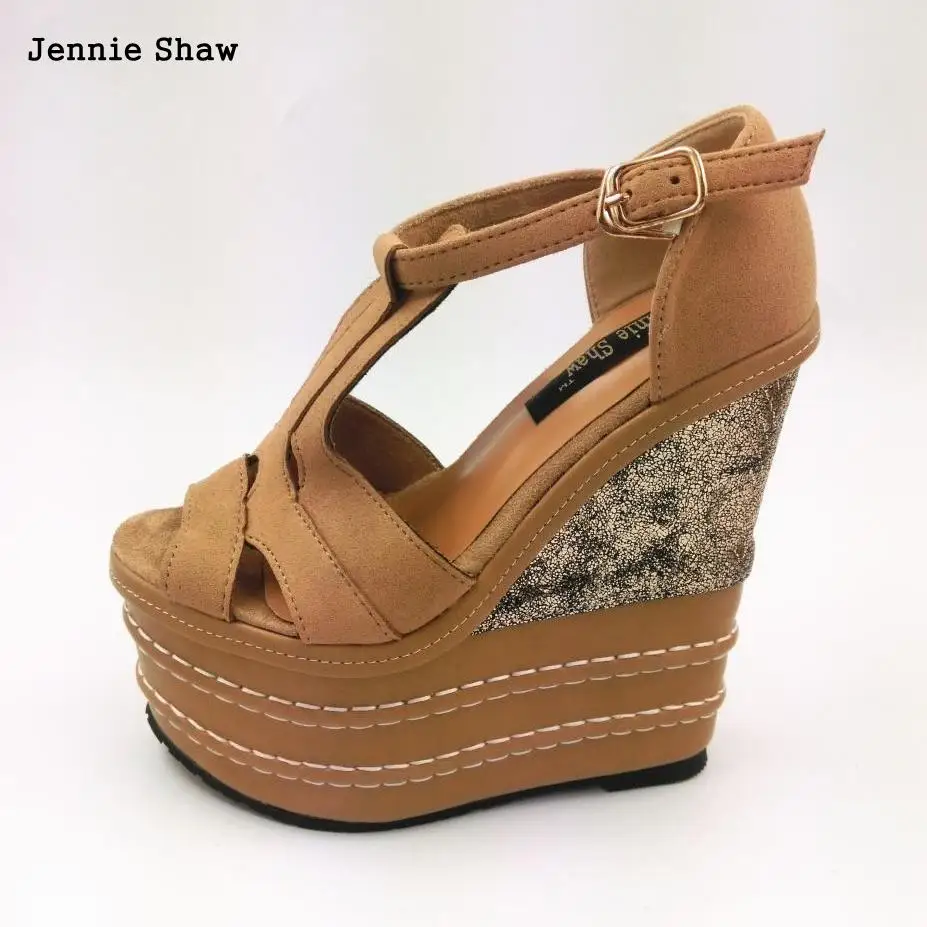 16cm de Alto Talones Sandalias de las Mujeres Sandalias de Plataforma Color Caramelo Zapatos Para las Mujeres Sys-1114 0
