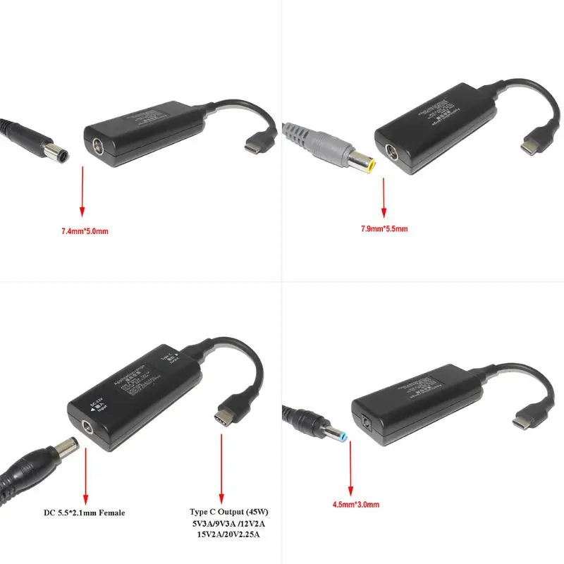 45W Mini fuente de Alimentación de CC del Adaptador de Cargador Conector USB Tipo C Convertidor de Lenovo, Hp, Asus Ordenador PC Portátil Accesorios 0