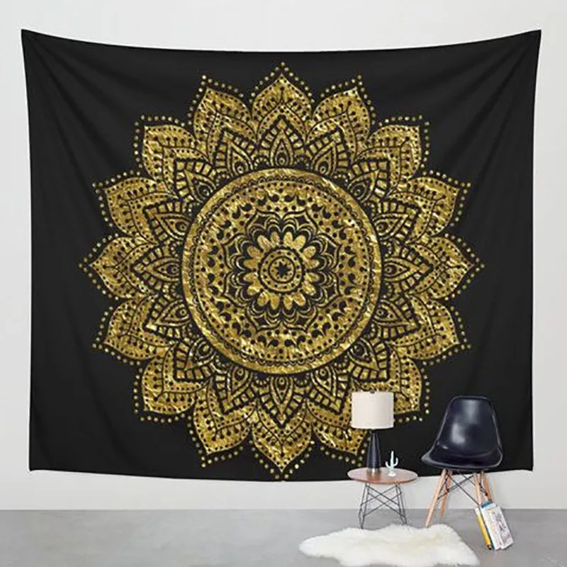 Bohemia en blanco y negro de tela de tapicería,multi-función de tapiz,Mandala mesa de paño, paño de muro, usable manta 0