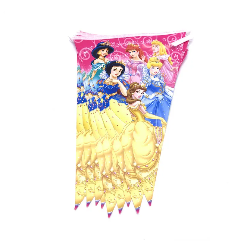 Fuentes del partido 80Pcs de dibujos animados la Princesa Cenicienta, blanca nieves Vajilla Chica de Cumpleaños Placas de Tazas de Banderas Pajas Decoraciones de Suministro 0
