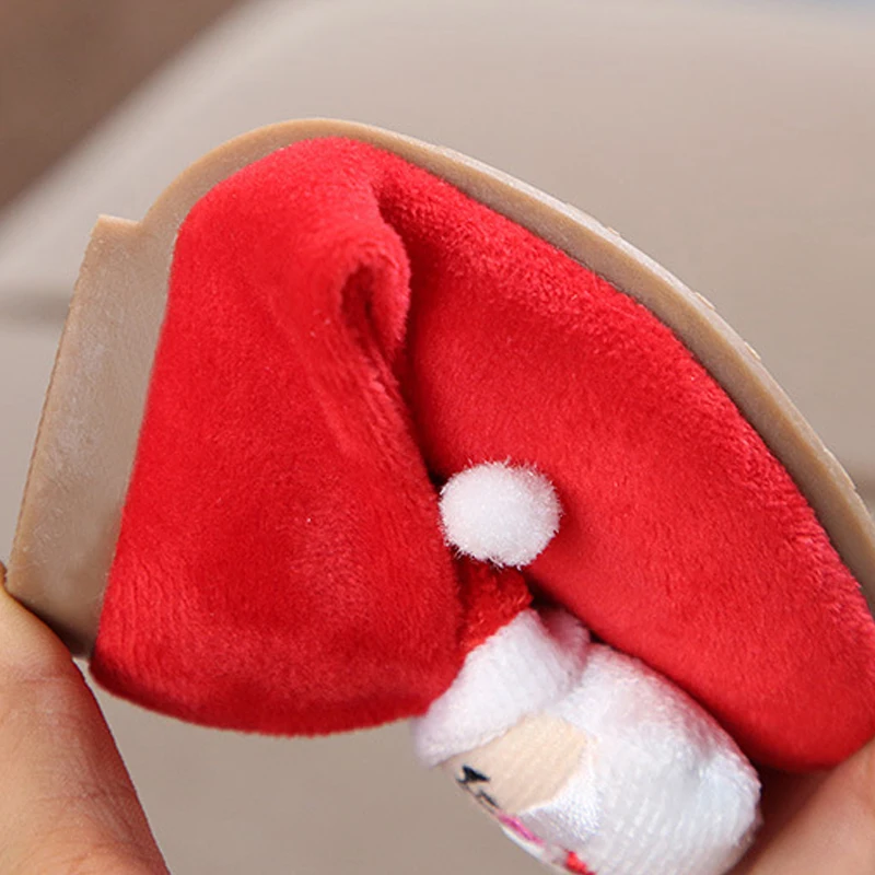 Niña de la Navidad Zapatos de Regalo de Navidad de Invierno Cálido Santa Claus antideslizante zapatillas Lindo de Navidad Bebé Cubierta Suave de los Zapatos de los Niños 0