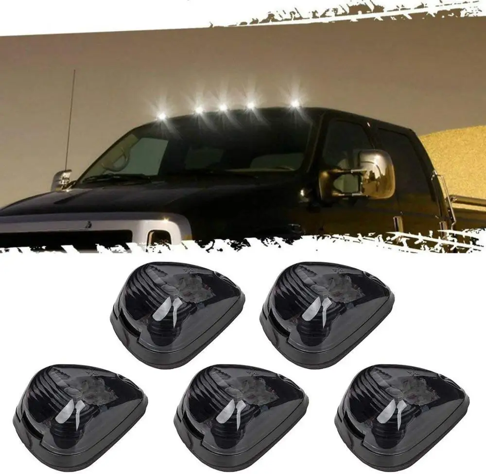 5x Techo de la Cabina Superior Marcador de 9 LEDs de funcionamiento Coche luces de la Lámpara Negro Ahumado de la Lente de los Bulbos de la Señal para Camión SUV 4x4 de la Sala de Led Accesorios 0