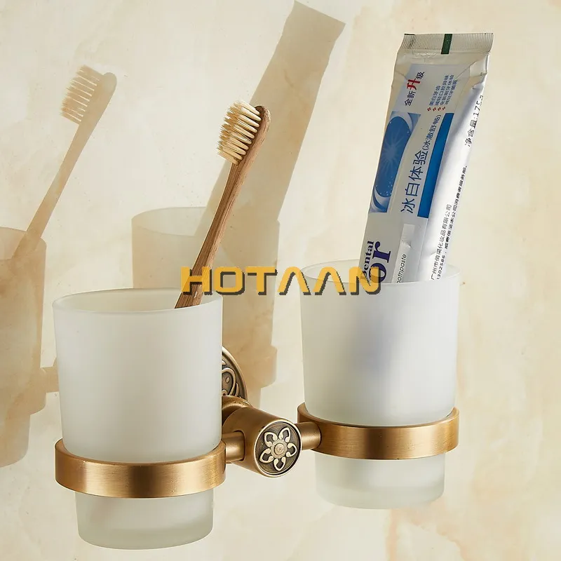 Nueva Llegada de Aluminio de doble Vaso Titular de la Taza y Vaso de los Titulares de Cepillo de dientes Titular de Accesorios de Baño Banheiro YT-14208 0