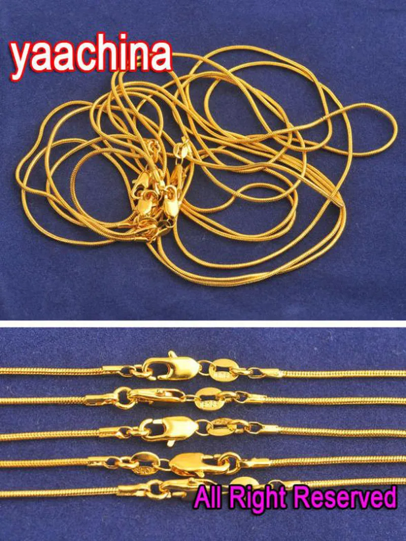 5PCS dibujo de la Serpiente de los Hombres de Joyería de Oro Amarillo Lleno de Collares de la Serpiente de la Cadena de Nuevo Collar de 1.3 MM Para el Colgante de la Joyería 0