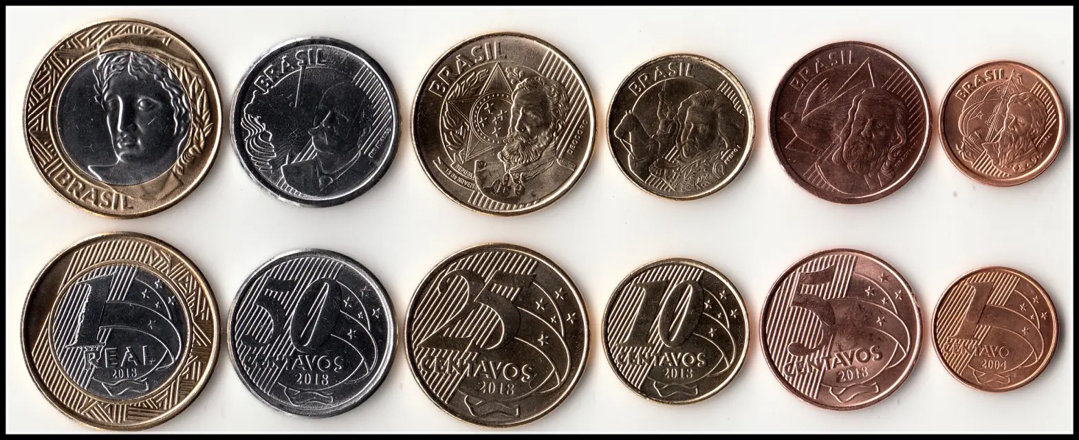Brasil 1 Set De 6 Piezas De América Monedas Nueva Moneda Original De La Unc Real 0