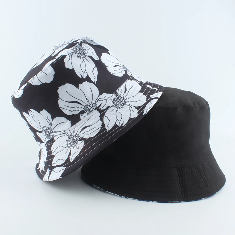 Sol de verano Sombrero de Panamá Sombrero de Cubo de las Mujeres de la Moda de Cubo Chicas de Tapa Reversible Bob chapeau Damas Femme Floral Pescador Sombrero 0