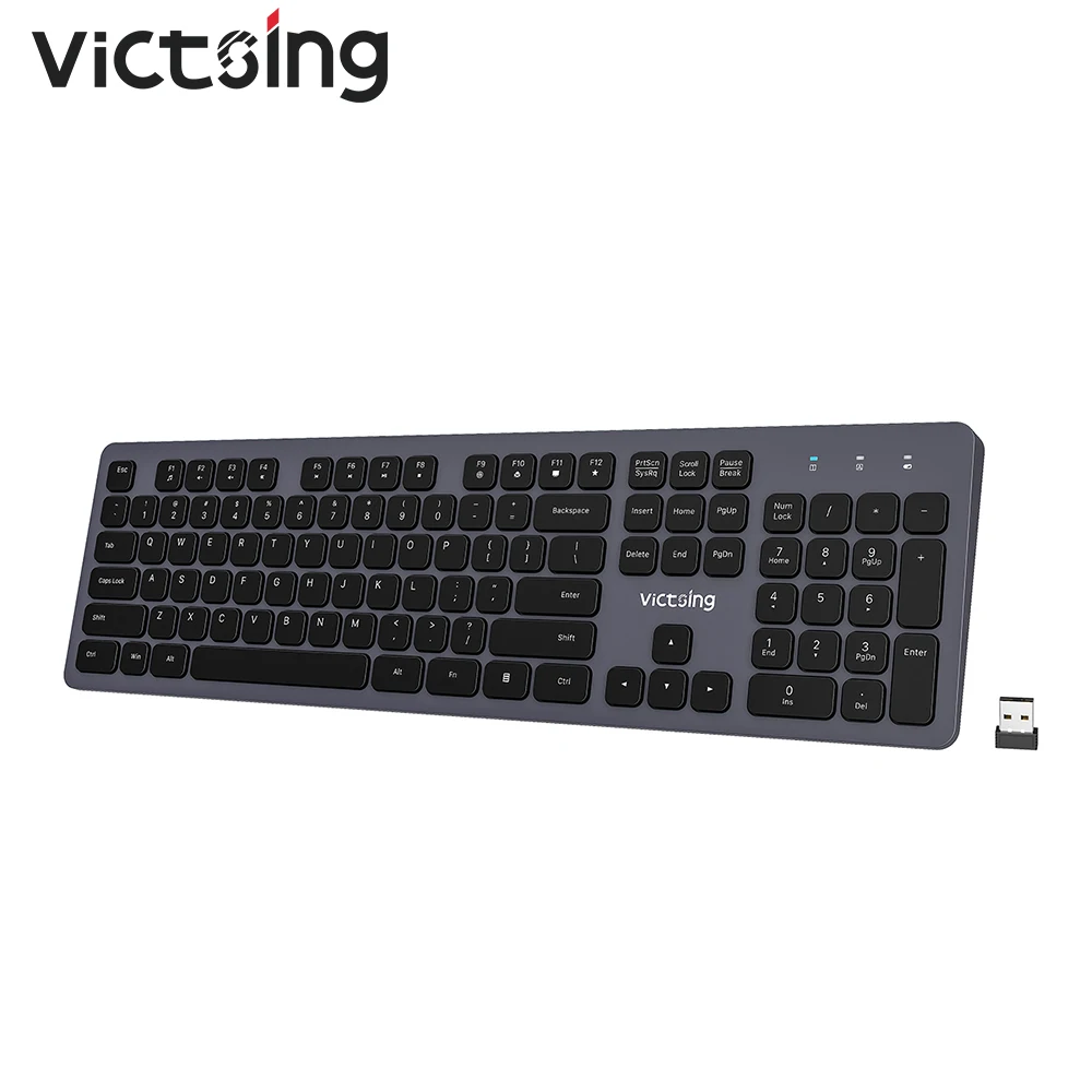 VicTsing PC289 Teclado Inalámbrico Ultra delgado Recargable Teclado de Diseño Ergonómico con 12 Atajos de Multimedia para PC Portátil 0