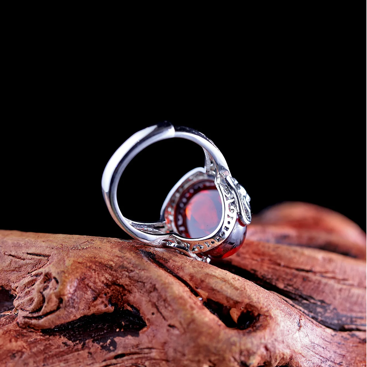 Plata 925 anillo S925 Plata Esterlina de la Moda de Joyería de la Señora de Granate Rubí joyas de fantasía Ajustable granate anillo de apertura JZ020884 0