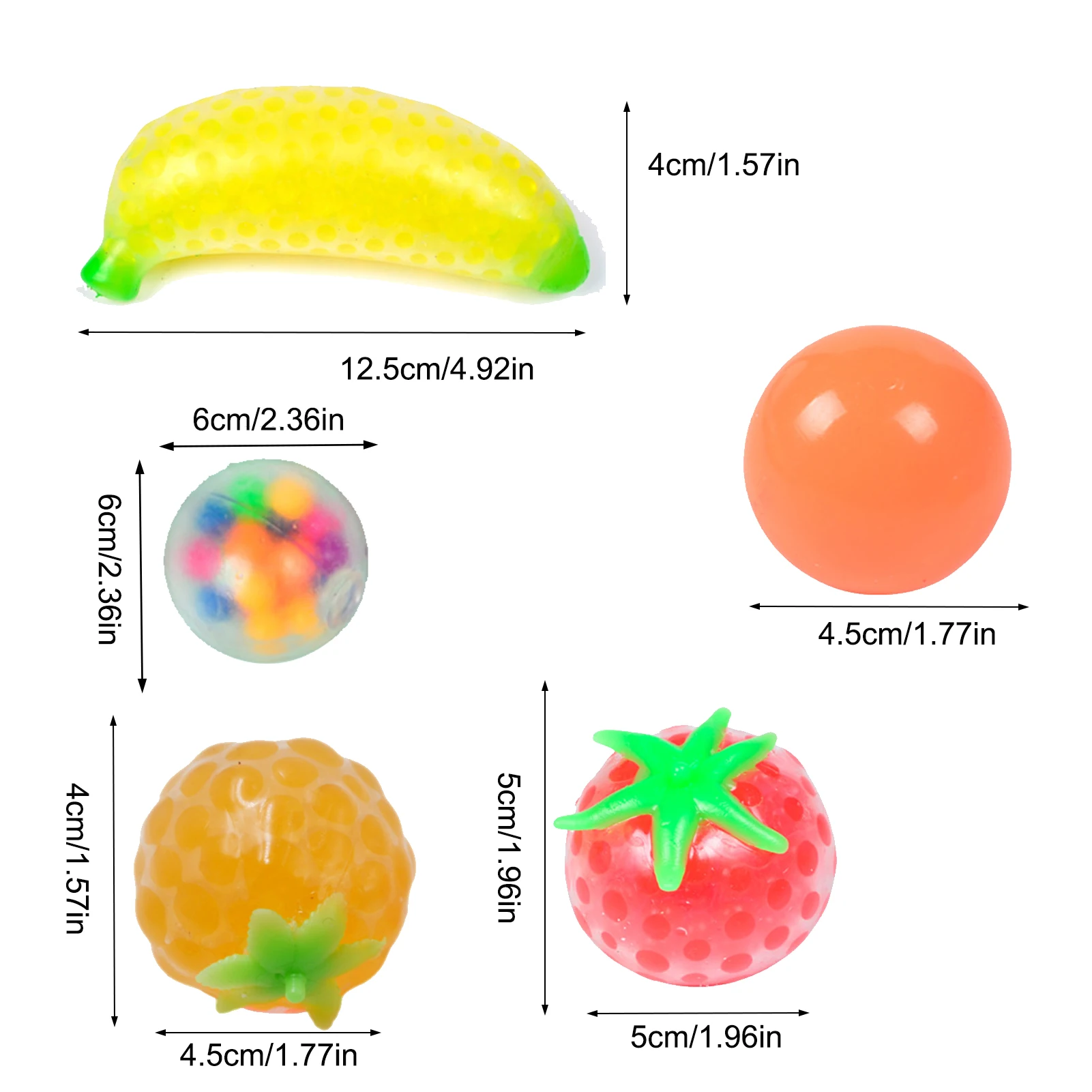 9PCS Alivio del Estrés Bolas de Juguetes Divertidos Apretando Luminosa Bola Pegajosa de la Fruta Fidget Sensorial de Juguete Para los Niños Adultos Autismo Necesidades Especiales 0