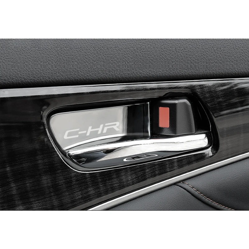 4pcs coches de acero inoxidable manija de la puerta interior adorno autoadhesivo para Toyota CHR C-HR Accesorios de Coches Estilo 0