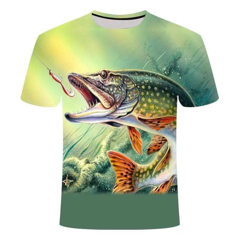2020 de pesca nuevos camiseta de estilo casual Digital de peces en 3D de Impresión t-shirt Hombres Mujeres camiseta de Verano de Manga Corta O-cuello Tops y Camisetas s-6xl 0