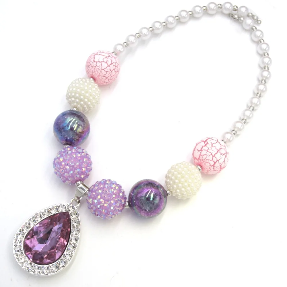 3*4.8 cm de la Princesa Sofia la Primera Púrpura en forma de Lágrima Amuleto Colgante de Collares de Gatear Niñas Grueso Collar de goma de mascar Niños Lindos Regalos 0