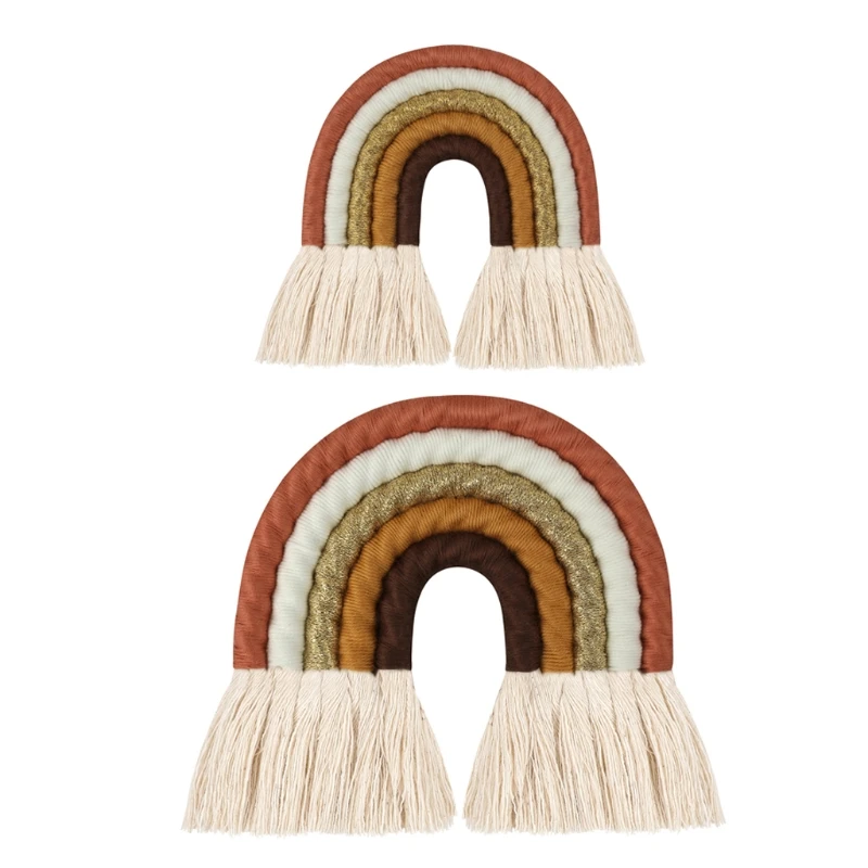 5 Capas de bastones de Macrame arco iris de la Pared Decoración para el Dormitorio de Vivero Bebé Habitaciones de los Niños Colorido Tapiz de Cuerda Tejida de la Borla de la Pared 0