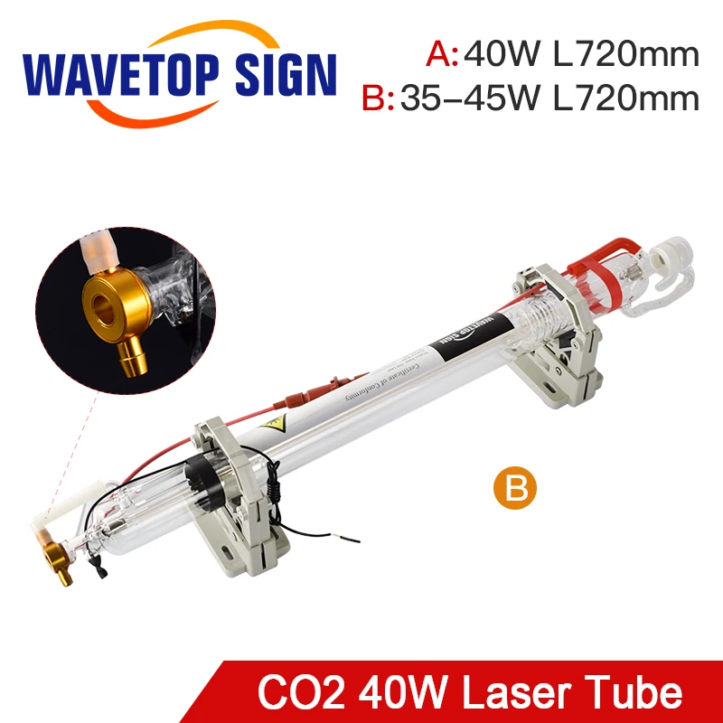 WaveTopSign 40 W del Laser del Co2 del Tubo Actualizado de Metal de la Longitud de la Cabeza 720mm Dia.50mm de CO2 de Grabado Láser, Máquina de Corte 0