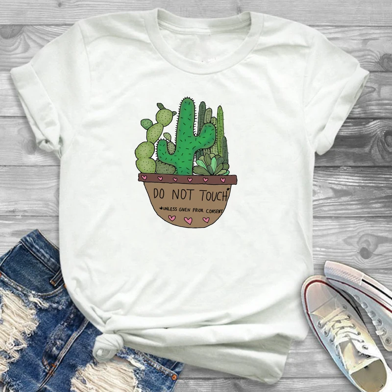 Las mujeres de la Moda de Libre Abrazo Plantas de Cactus de Impresión Femenino Femenino Gráfico Camiseta T-Shirt Ropa de Camisas Camiseta Camisetas camisetas 0