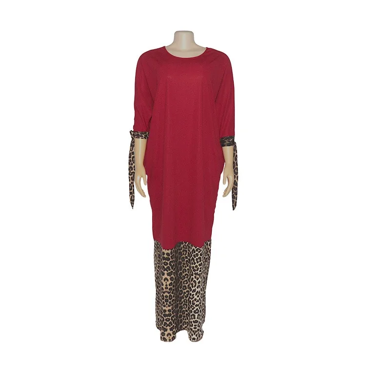 2020 Nueva Moda de Dubai Abaya Musulmanes Vestidos más el tamaño de leopardo impresa mujeres vestidos Africanos vestidos para las mujeres 0