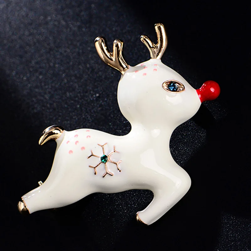 Zlxgirl joyas Blanco y Esmalte rojo ciervo broches de joyería para las mujeres de año nuevo regalos de oro bufanda patillas finas de Esmalte hiyab pines 0
