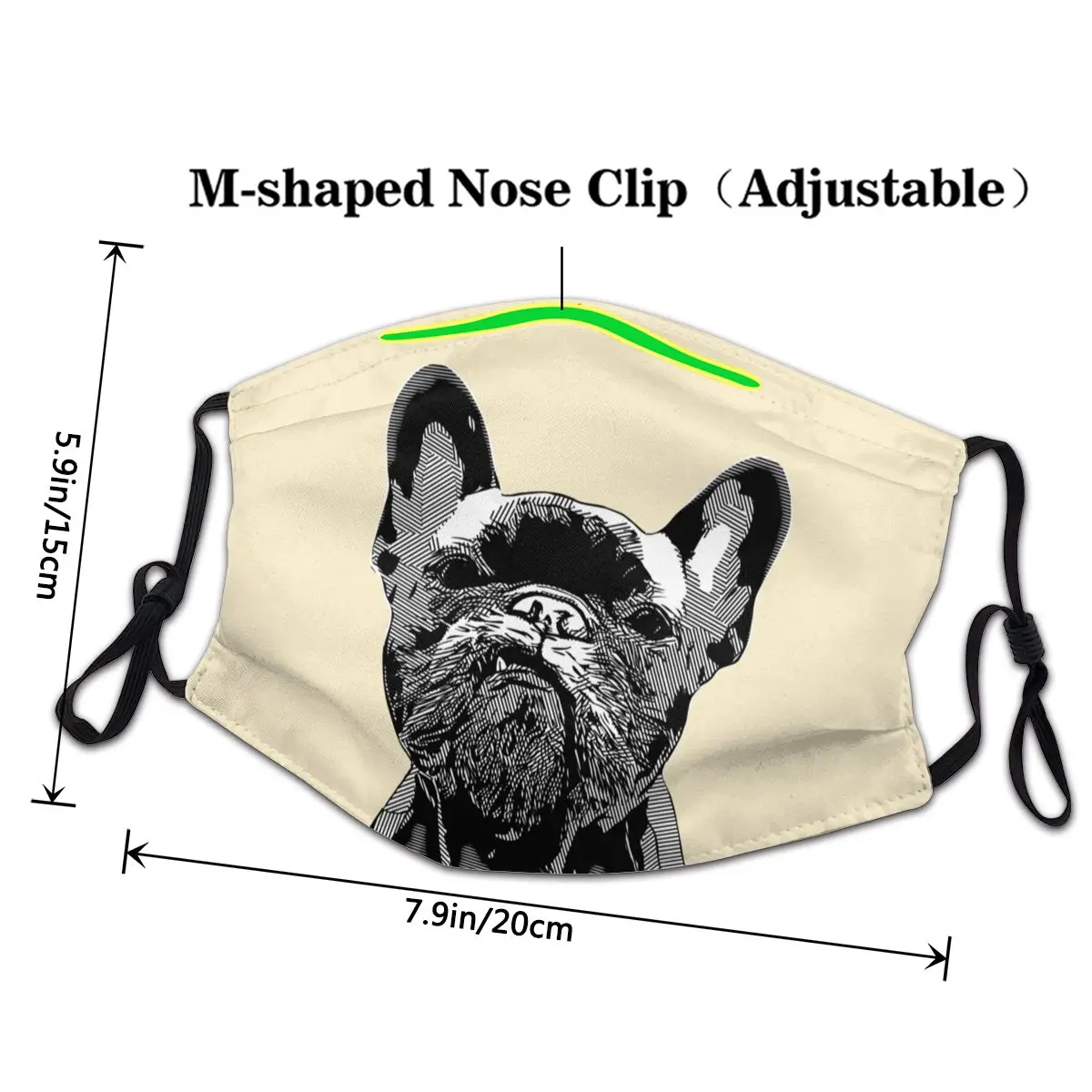 Unisex Adulto Lindo Bulldog Francés Geométricas Mascarilla Anti Neblina De Perro De Protección Del Respirador Lavable Boca-Mufla 0