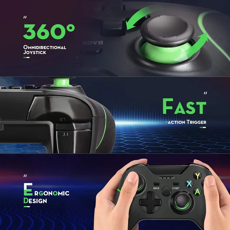 Newst 2.4 G Inalámbrico Controlador Mejorado Gamepad De Xbox One/ One S/ One X/ One Elite/ PS3/ Windows 10 | Doble Vibración 0