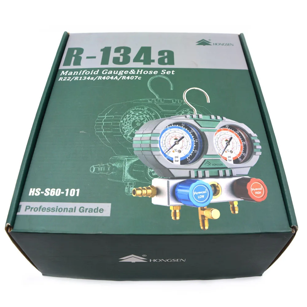 R22 R134a R404A R407c Medidor de presión Conjunto Con la Manguera Para el Hogar Automóvil A/C Aire Acondicionado Herramienta de HVAC 0